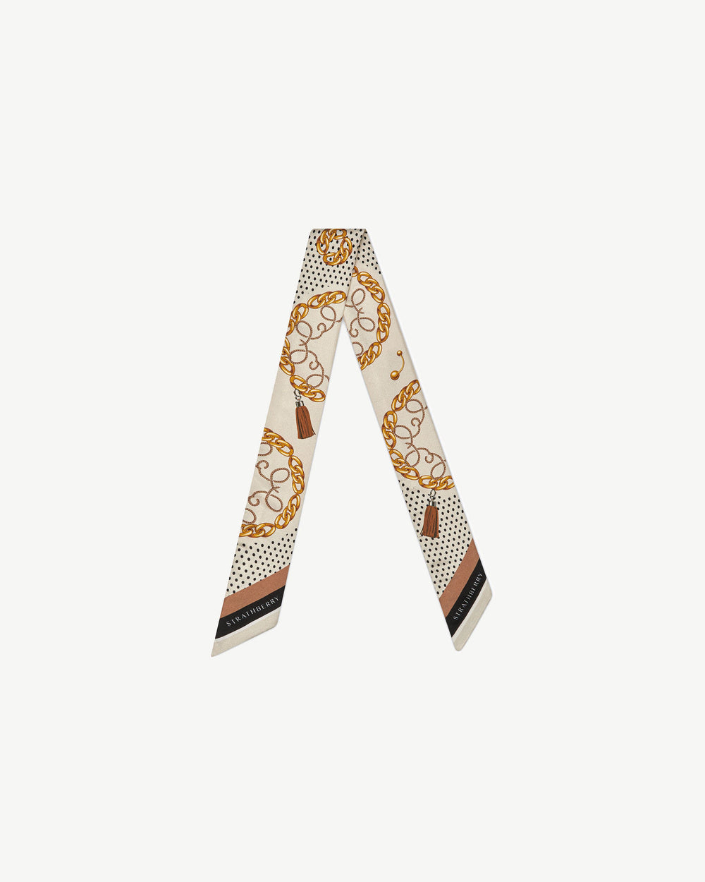 Strathberry Women's Silk Skinny Scarf - Black / Brown