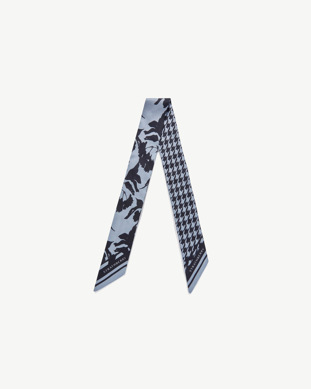Strathberry Women's Silk Skinny Scarf - Blue / Black