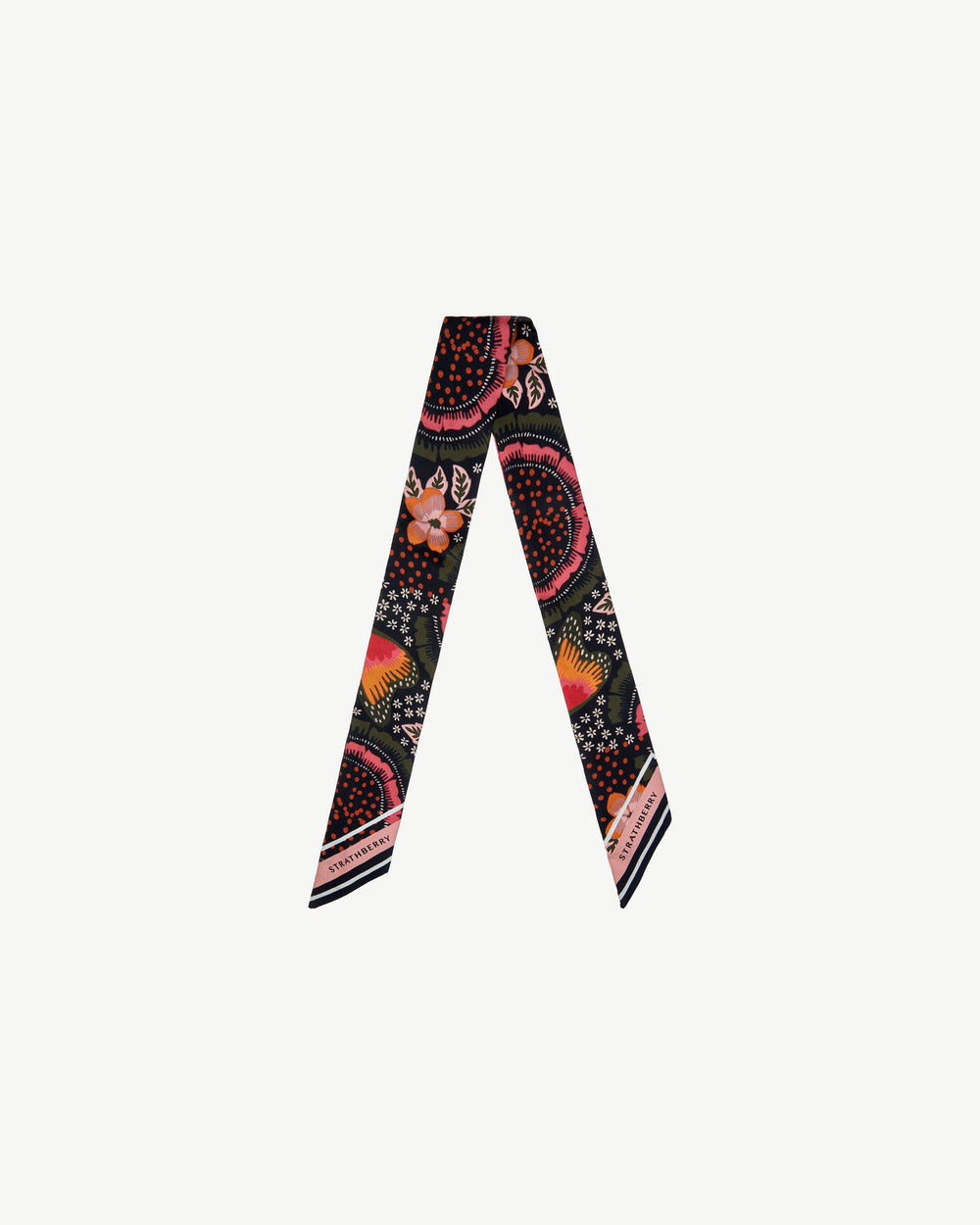 Strathberry Women's Silk Skinny Scarf - Black / Red