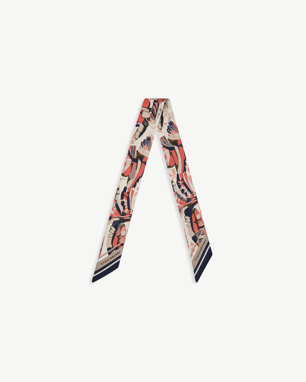 Strathberry Women's Silk Skinny Scarf - Red / Blue / White