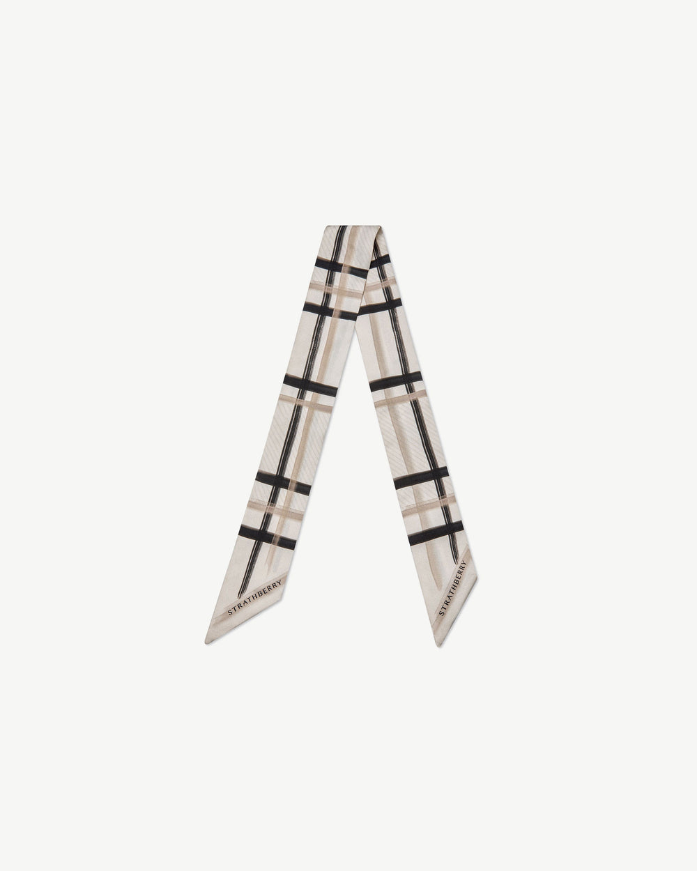 Strathberry Women's Silk Skinny Scarf - Neutrals / White / Black