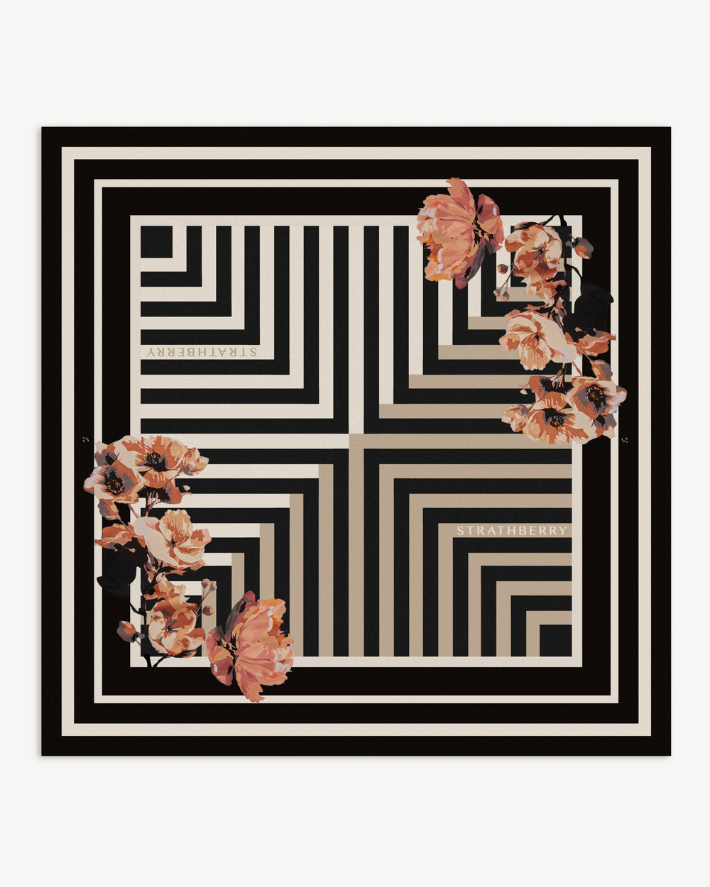 Strathberry Women's Silk Square Scarf - Black / Neutrals / Red