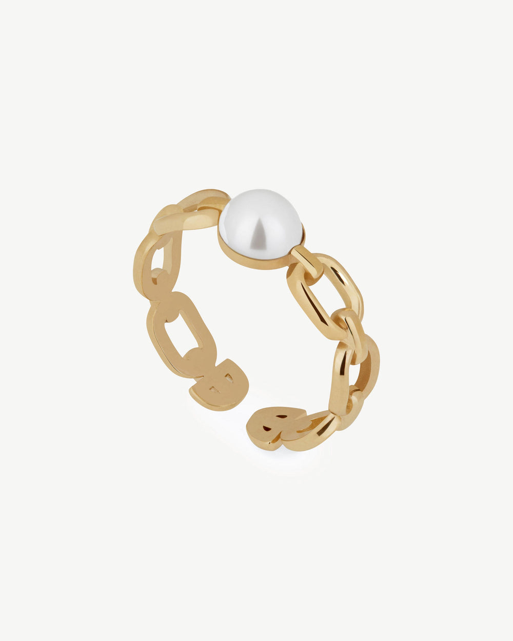 Strathberry Women's Pearl Link Ring - 22 Carat Gold Gilded - Gold