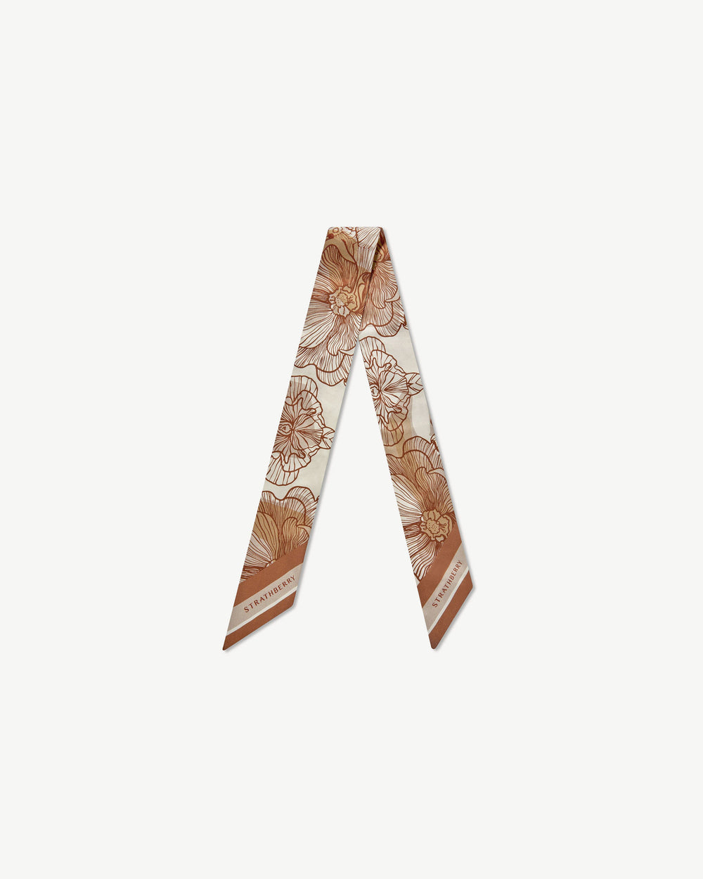 Strathberry Women's Silk Skinny Scarf - White / Brown