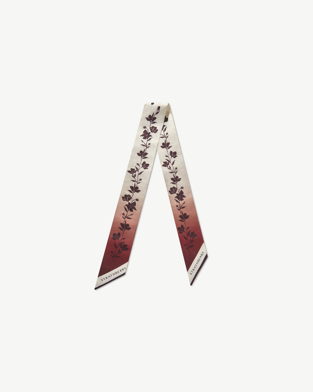 Strathberry Women's Silk Skinny Scarf - Red / White