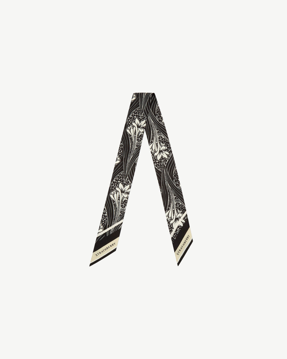 Strathberry Women's Silk Skinny Scarf - Black / White