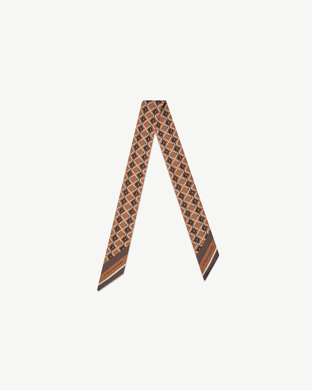 Strathberry Women's Silk Skinny Scarf - White / Brown