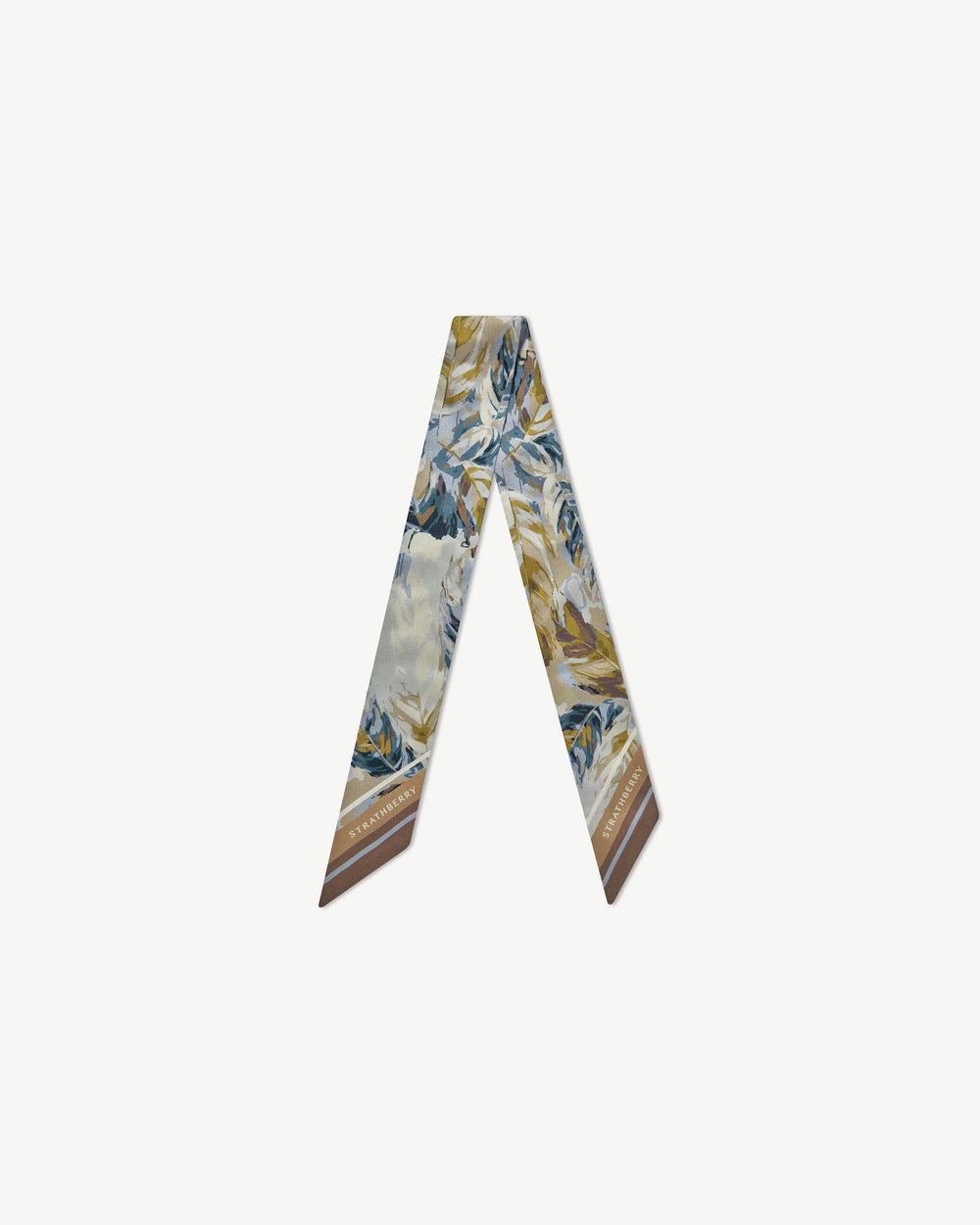 Strathberry Women's Silk Skinny Scarf - Blue / Brown