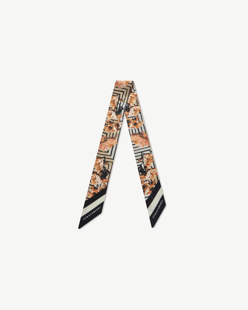 Strathberry Women's Silk Skinny Scarf - Black / Neutrals / Red